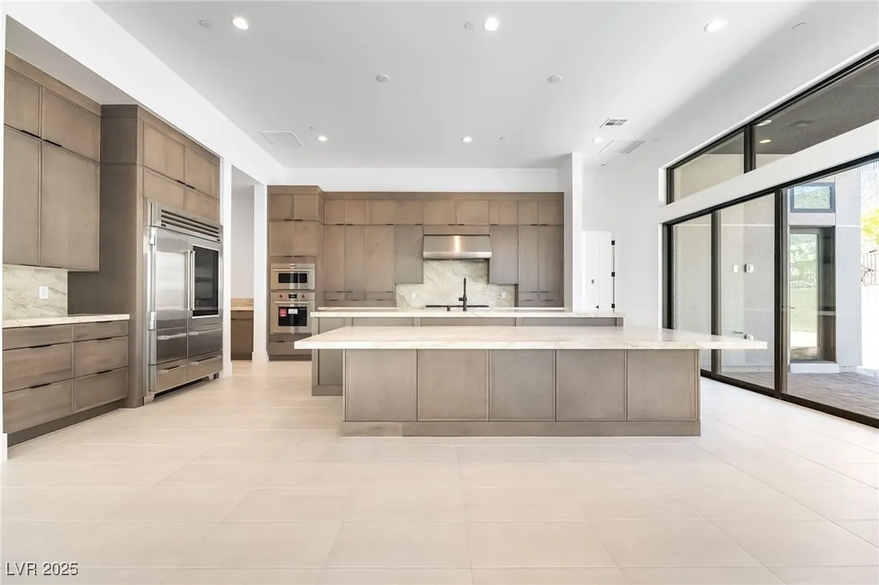 Completed kitchen remodel with glass doors