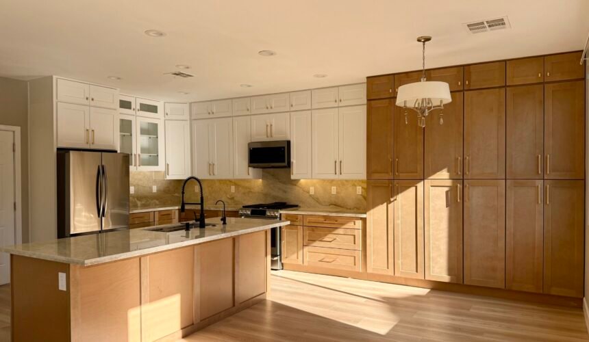 image of kitchen with ray of sunlight