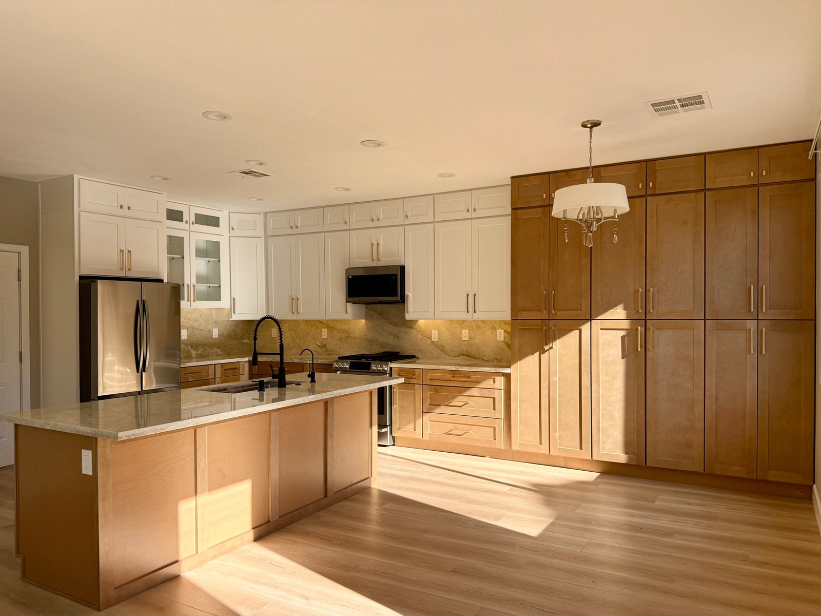 image of kitchen with ray of sunlight