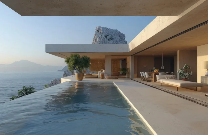 modern style house with pool